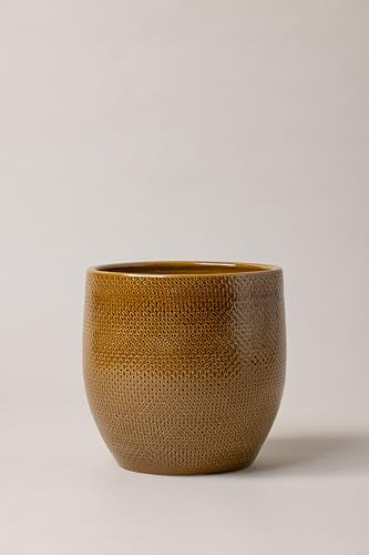 Plantpatio® Cache-Pot Artisanal en Terracotta émaillée, Cato (30 cm, Caramel)