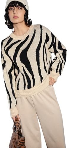 ONLY Damen Onlhazel Ls O-Neck Jq KNT Pullover, Humus/Pattern:Black, XS