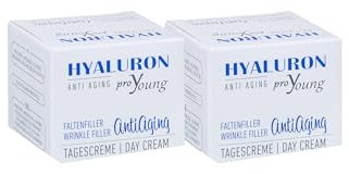 Hyaluron proYoung Antiaging Faltenfiller Gesichtscreme, 2 x 50 ml, Tages- und Nachcreme