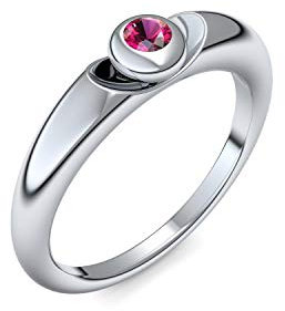 Weißgold Ring Rubin 585 + inkl. Luxusetui + Rubin Ring Weißgold Rubinring Weißgold (Weißgold 585) - Escape Amoonic Schmuck Größe 52 (16.6) AM15 WG585RUFA52
