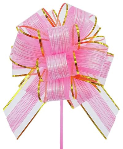 Ainmto 10 Stück Geschenkschleife Groß(16cm),Geschenkbänder Ziehschleife Rosa,Dekoschleife für Geschenkverpackung Auto Deko