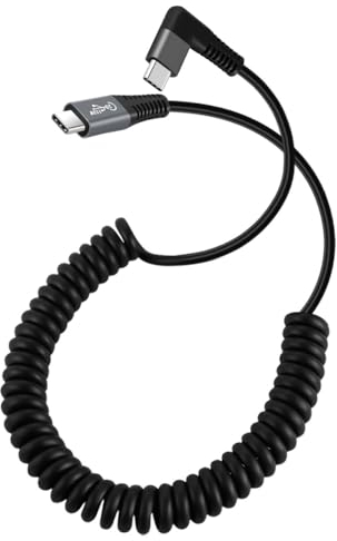 CY Cavo USB-C USB4 a spirale elastica 20Gbps 100W 8K Tipo-C Cavo di alimentazione e dati ad angolo retto da maschio a maschio per tablet tastiera portatile