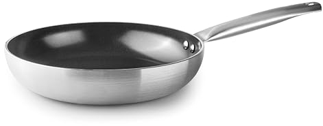 LACOR Garinox - 14818 - Padella Antiaderente Vukan, Padella in Alluminio, PPG Fusion Pro Antiaderente in Ceramica, Manico in Acciaio Inox, Massima Durata, Senza PFAS, Adatta al Forno, Ø18 cm