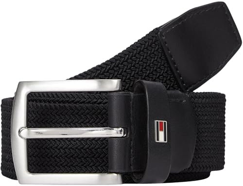 Tommy Hilfiger Herren Gürtel Denton Elastic 3,5 cm Geflochten, Schwarz (Black), 110 cm