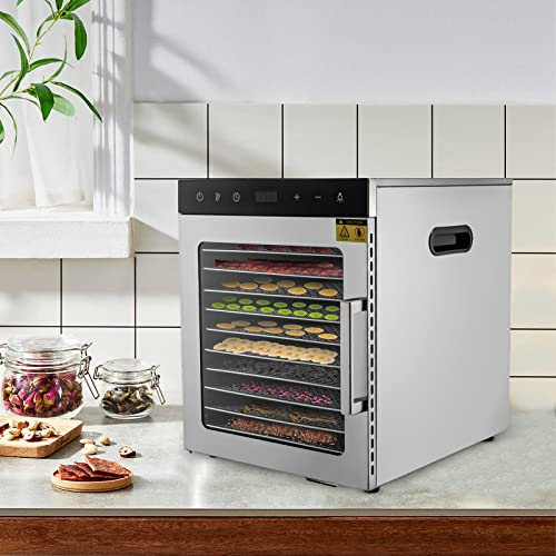 10 Etagen Edelstahl DöRrautomat Obsttrockner DöRrgeräT DöRrapparat GemüSe Fleisch Timer Trocknungsmaschine FüR Lebensmittel Aus für Lebensmittel mit 10 Tabletts FüR Trocknen von Gemüse Obst usw 800W
