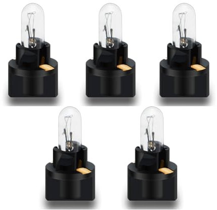 SOFOC-T5 (Douille Rainurée) 37 74 Ampoules Miniatures Halogènes Pour Plafonnier de Voiture Feux de Position Latéraux Feux de Plaque d'Immatriculation etc 12V 5W Blanc Chaud 5pcs