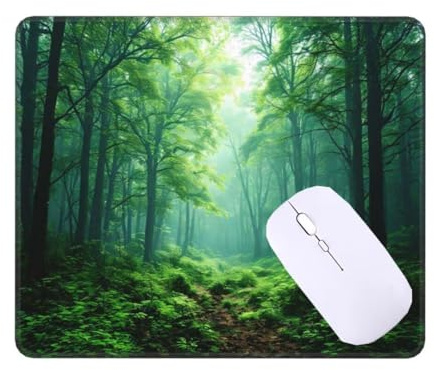 Mousepad Grüner Wald Mauspad Kleine 42 x 35 x 0.3 cm, mit Rutschfester Gummiunterseite, Wasserdichtes Mouse Pad, Mini Gaming Mauspad für Damen, Herren, Kabellose Maus Laptop Büro Zuhause T-7618