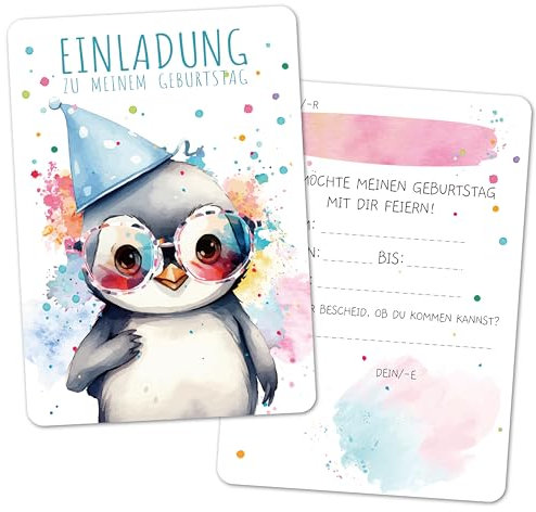 BIROYAL 13x Tier Einladungskarten Kindergeburtstag Mädchen Junge mit Umschläge - Geburtstagseinladungen Mädchen - Einladungskarten Geburtstag Kinder 105x148mm - Geburtstagsfeier Partyeinladungen