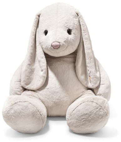 Steiff Kuscheltier Hoppie Hase, Süßes Stofftier mit Kunststoffaugen, Kinder, Jungen & Mädchen, Friends, Plüschtier 80 cm, Hellgrau, 080678