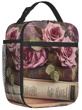 Mexpekil Vintage Books - Lonchera térmica portátil con bolsillo lateral de malla para adultos, para el trabajo, para mujeres y hombres
