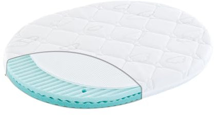 TRÄUMELAND Beistellbett Matratze AIR 59x76,5x7 cm passend für Stokke V3 mini rund, atmungsaktive Baby Matratze, Öko-Tex 100 zertifiziert, hautfreundlich, allergikergeeignet, Made in Austria