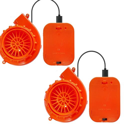 PsyKim 2 Packs Mini Blower Fan,Inflatable Costume Fan Replacement,Inflatable Costume Accessories USB Blower Air Pump and Battery Case for Blow up Outfit
