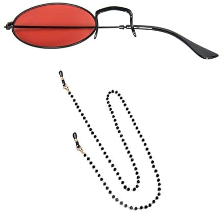SLXLYH Monokularbrille mit Kette Teufelshörner Haarspangen Monokel Alastor Kostüm Zubehör für Halloween Cosplay