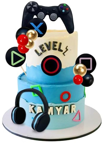 Video game themes Cake Toppers Headset Cake Decoration Ball Controller Cake Decoration for Birthday Party Cake Decoration