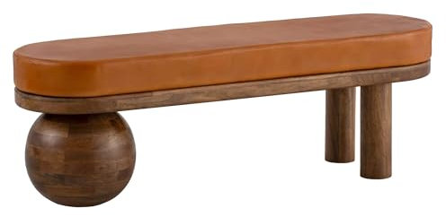 Wohnling Sitzbank 140x40x47 cm Ziegenleder Mango Massivholz Braun