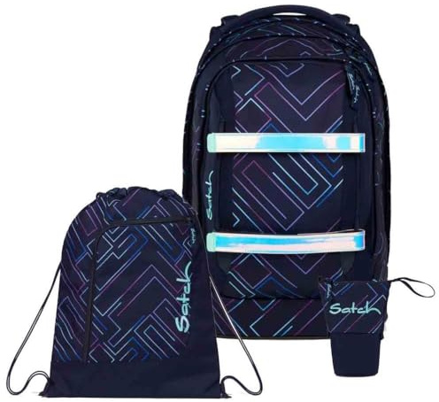 Satch Pack Pencil Slider Light Edition Schulrucksack Set 3tlg. inkl. Sportbeutel (Purple Laser)