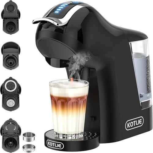 KOTLIE EM-308A - Cafetera versátil 5 en 1, compatible con diferentes sistemas de cápsulas de café (negro)