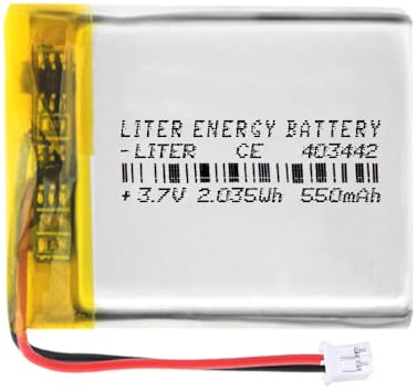 Batterie 403442 LiPo 3.7V 550mAh 2.035Wh Rechargeable avec Connecteur PH2.0 (JST-PHR-02) Type B Lithium: Assurez-vous que la polarité de l'appareil correspond 44x34x4mm (PH2|550mAh|403442)