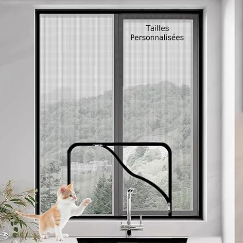 DUOLEH Tailles personnalisées Moustiquaire pour Fenêtres Filet, Protection Fenetre Chat sans Percer, Barrière Chat Balcon, Détachable Net Lavable pour La Maison