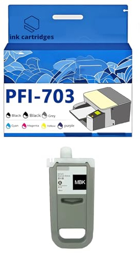PFI-703MBK PFI-703BK PFI-703C PFI-703M PFI-703Y Tintenpatronen kompatibel für Canon IPF 810 810pro 820 820pro IPF825 815 Tintenstrahldrucker, auslaufsicheres Design 1 Pack Matte Black