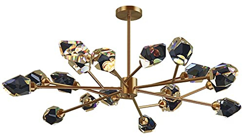 Générique Lustres, Lustre LED postmoderne en Cristal et cuivre, Design Art déco, luminaire Suspendu for Salle à Manger, Multicolore, Rose