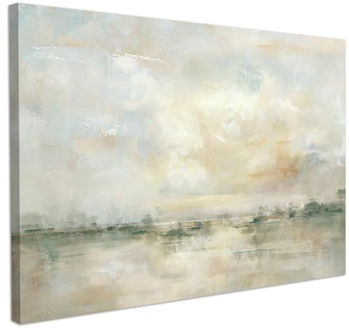 CHDITB Abstrakt Bilder Mit Rahmen,Abstrakte Leinwandbild,Grün Graue Pastell Farbe Wandbilder,Bild Auf Leinwand,Bunte Abstrakt Wanddeko,Neutrale Bild Textur Poster Wohnzimmer Schlafzimmer Büro(59x39cm)