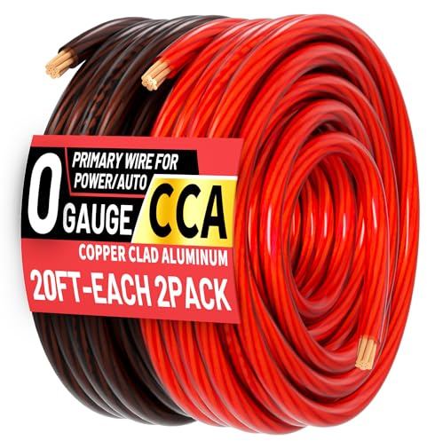 Cavo da 0 gauge (6 m nero + 7 m rosso) cavo per batteria CCA, cavo di alimentazione/messa a terra primario per altoparlanti audio auto, rimorchi camper, amplificatori, apparecchiature marine