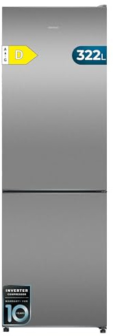 Cecotec Frigorífico Combi 322L Bolero CoolMarket Combi 322i Inox D. 185,5cm de Alto, 59,5cm de Ancho, Tecnología Multi Airflow, HumidityFlex HUB, LED Interior
