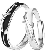 Homxi Anelli in Fidanzamento Argento 925 Coppia, Rami, Anelli Donna Argento Nero Fedine