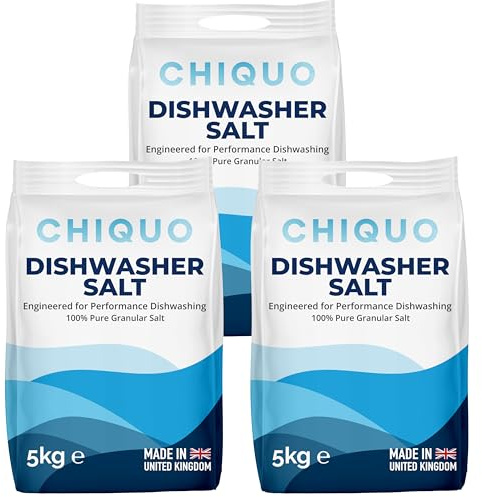 Chiquo Dishwasher Salt 5kg - Made in the United Kingdom - High Purity Formula - For Dishwashers & Water Softeners - Limescale Protection - Fast Dissolving Granules - Prevents Cloudy Glassware (3)