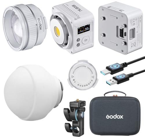 Godox ML80BI LED Video Licht, 2800K-6500K Bi-Color Video Beleuchtung Kit, APP Steuerung, mit ML-Z Zoom Objektiv Reflektor und ML-BA 6600mAh Batterie, mit ML-CD15 Diffusion Dome Kit