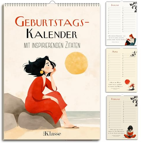 Geburtstagskalender mit Zitaten undatiert Geburtstagsplaner Wandkalender A5 immerwährend Jahresunabhängig Kalender Geburtstagsübersicht zum Aufhängen in zartem Aquarell Buch Sprüche Affirmationen