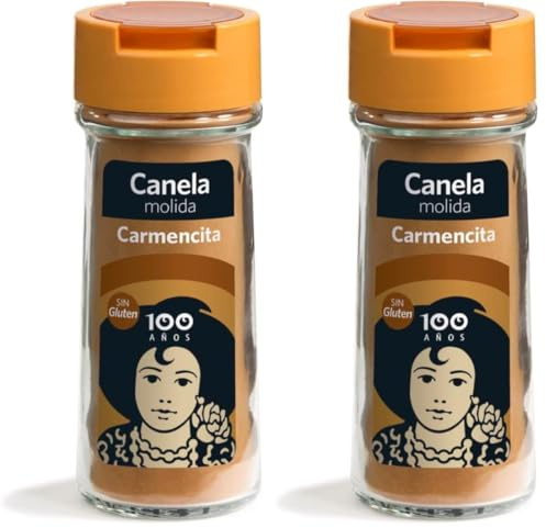Carmencita Canela Molida, Sin Gluten, Tarro de Cristal con Tapón Dosificador 43g (Paquete de 2)