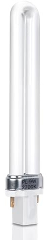 Lámpara Fluorescente Compacta de 9W, 2 Pines, G23 Blanco Cálido 2700K, Dimensiones: 16,5 cm, 720LM, Lámpara de Ahorro de Energía de Tubo Giratorio único en Forma de U, CFL AC 220-240V, No Regulable