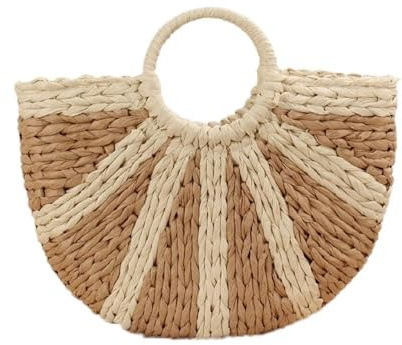 DUMRALBQE Tote de Paja Bolsos de mujer Bolso paja Casual Verano Playa para Uso Diario(marrón)