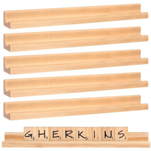 Yardwe 10 Pcs Wooden Letter Tile Holders Alphabet Tile Stands Mahjong Racks for Spelling Games and Board Game Accessories