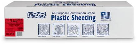 Film-Gard 626031 Construction Plastic Sheeting 10' Width X 100' Length X 6 mil Thick, Black, 1 Count