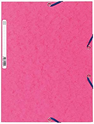 Exacompta - Réf. 55520E - Carton de 25 chemises à élastiques - pochettes 3 rabats - en carte lustrée 400 g/m2 - dimensions 24 x 32 cm pour documents au format A4 - couleur rose