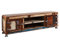 MASSIVMOEBEL24.DE | FREEZY massives TV-Board #32 - Mehrfarbig, lackiert | aus Altholz | 2 Türen - offene Fächer | 45x180x53cm | mit Eisenhebel als Griffe | Lowboard