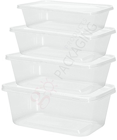 Food Containers Plastic Takeaway Microwave Freezer Safe Storage Boxes with Lids (50, 1000ML) JeeJaan®