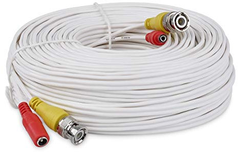 SSL BNC Video Power Cable For CCTV Camera DVR Security System (1M, White)