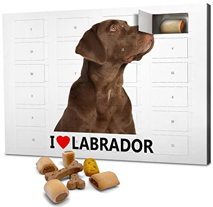 printplanet Hunde-Adventskalender mit Leckerlis - Motiv I Love Labrador - Weihnachtskalender für Hunde - 2025