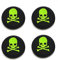 Lot de 4 capuchons en silicone pour manette de jeu PS4 Xbox One PS3 Xbox 360 PS2 Motif crâne vert
