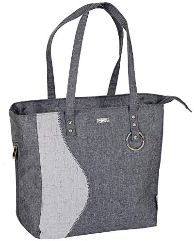 Große Wickeltasche Wasserabweisend Schultertasche Geräumig Reissverschluss, Grau