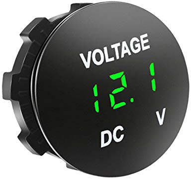 Aofan Digitales LED Voltmeter DC 12V 24V für Auto Motorrad LKW (Grün) – Spritzwassergeschützt, 3-stellige Anzeige