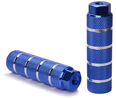 Helaryfreemear Bike Pegs, Aluminum Alloy Anti-Skid Lead Foot Bicycle Pegs BMX Pegs for Mountain Bike Cycling Rear Stunt Pegs Fit 3/8 inch Axles (Blue)