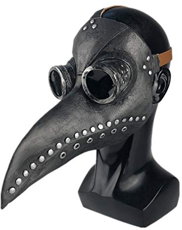 Ulalaza Plague Doctor Mask PU Lattice a naso lungo Bird Beak Steampunk Halloween Cosplay Party Puntelli Costume