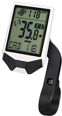YFCTLM Bicycle computer Multifunctional Wireless Bicycle tachometer, Heart Rate Bicycle Computer, Cadence Cycle Computer, Nightlight, Waterproof (Color : White)
