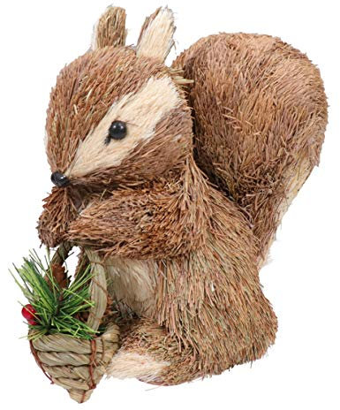 Garneck Christmas Squirrel Figurines With Nut For Home Decor Straw Squirrel Christmas Tree Ornament Table Centerpiece