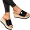 qyy Femmes Vintage Sandale Compensé Mules d'été Plateforme Plage Pantoufles Bout Ouvert Chaussure Sandale Mode Espadrille Mule Slip-on Pantoufles Respirantes